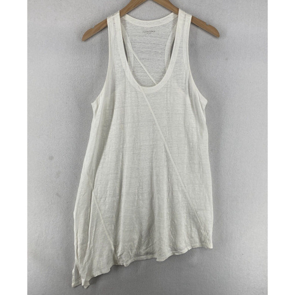 Eileen Fisher Tops - EILEEN FISHER Tank Top S Linen Slub Jersey Tunic Scoop Neck Racerback White